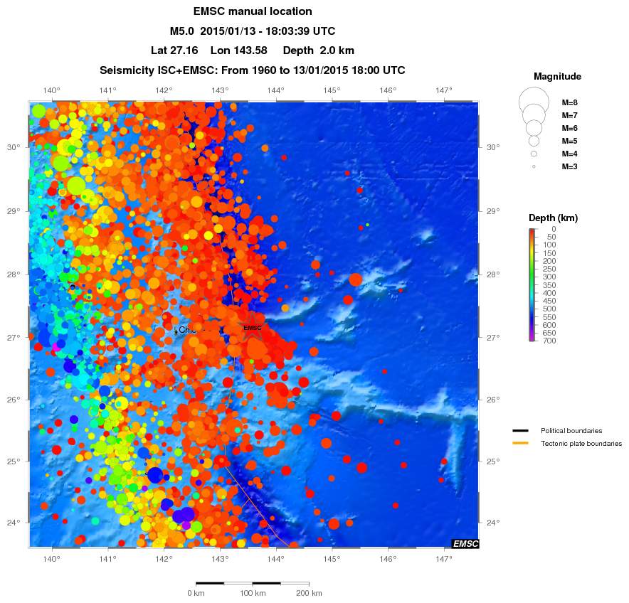 regional depth historical seismicity