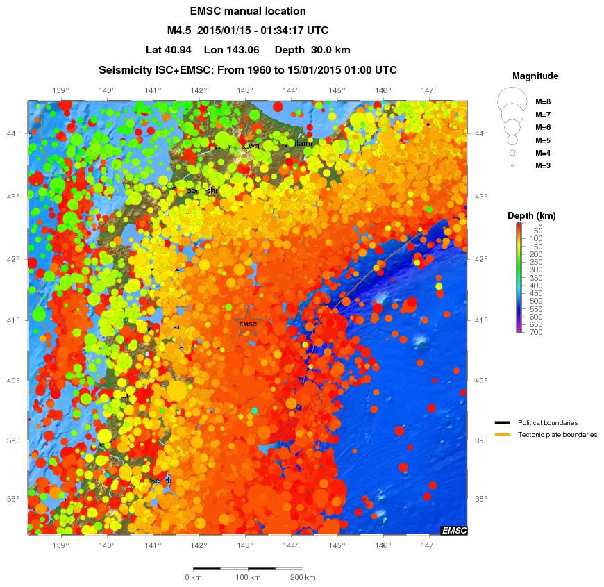 regional depth historical seismicity