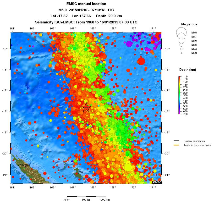 regional depth historical seismicity