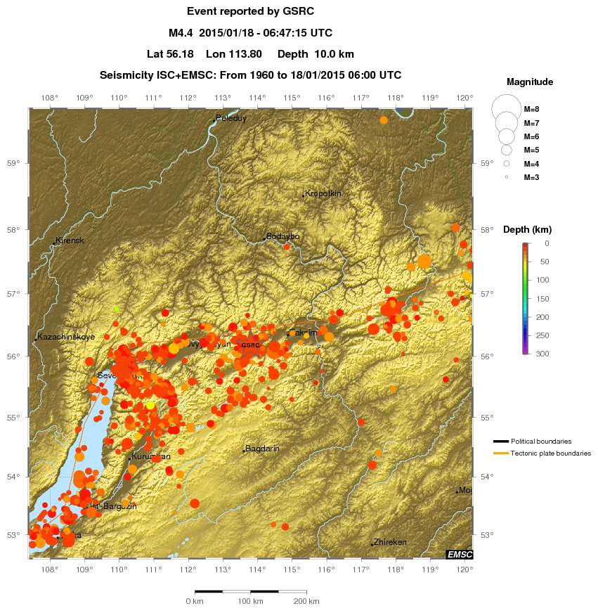 regional depth historical seismicity