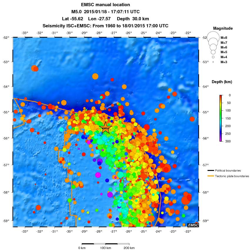 regional depth historical seismicity