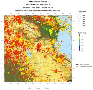regional depth historical seismicity