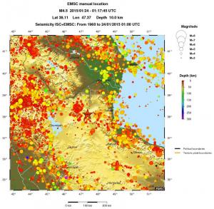 regional depth historical seismicity