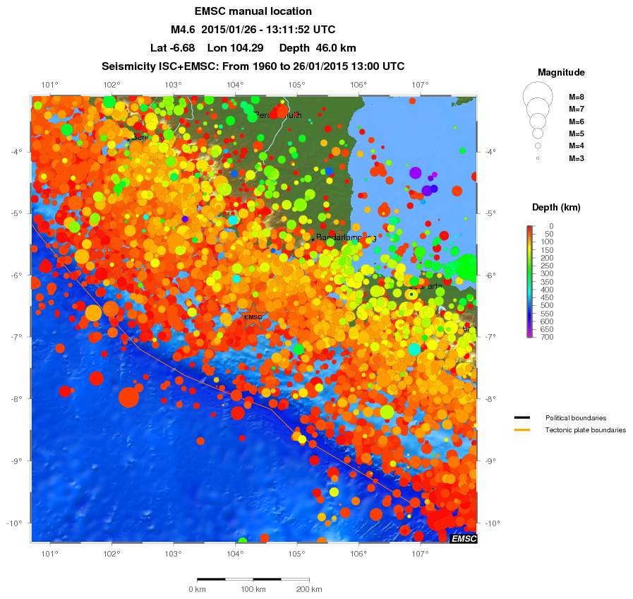 regional depth historical seismicity