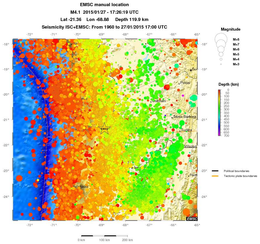 regional depth historical seismicity