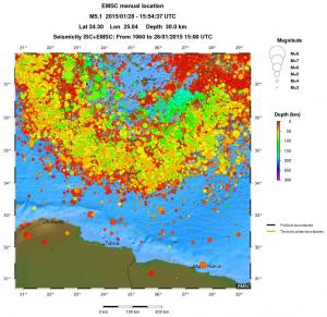 regional depth historical seismicity