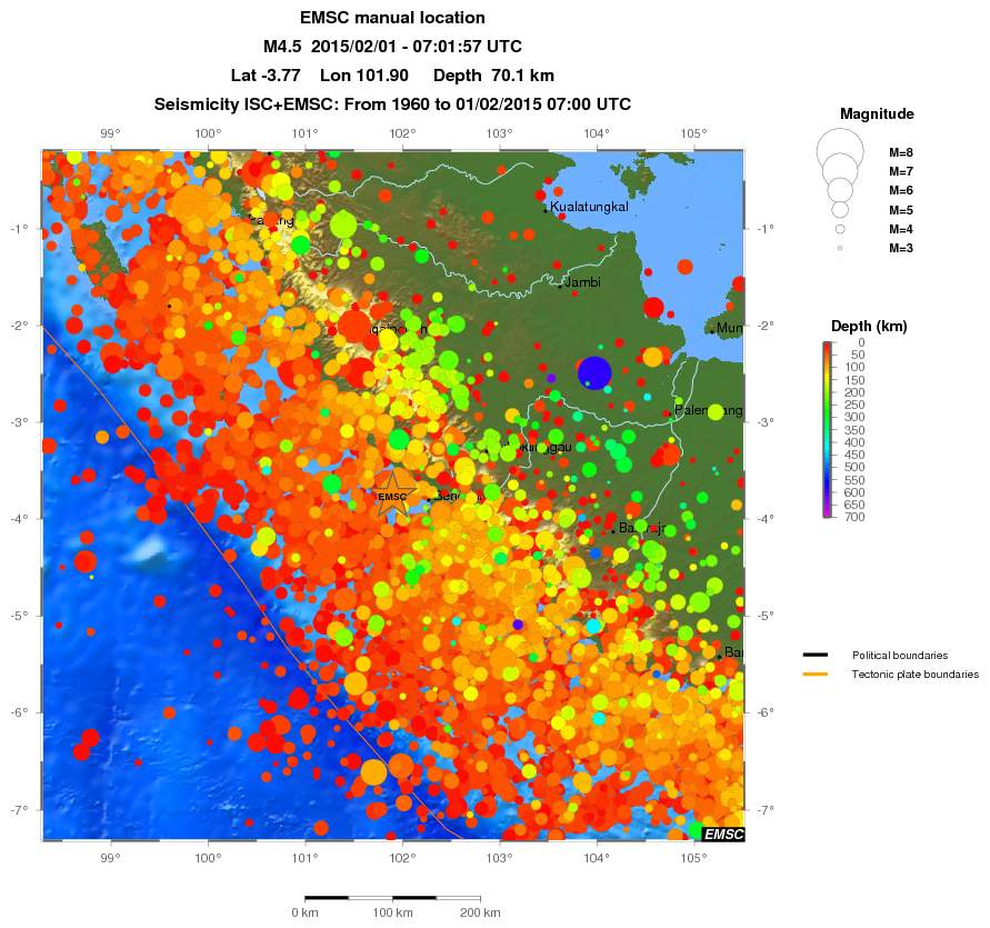 regional depth historical seismicity