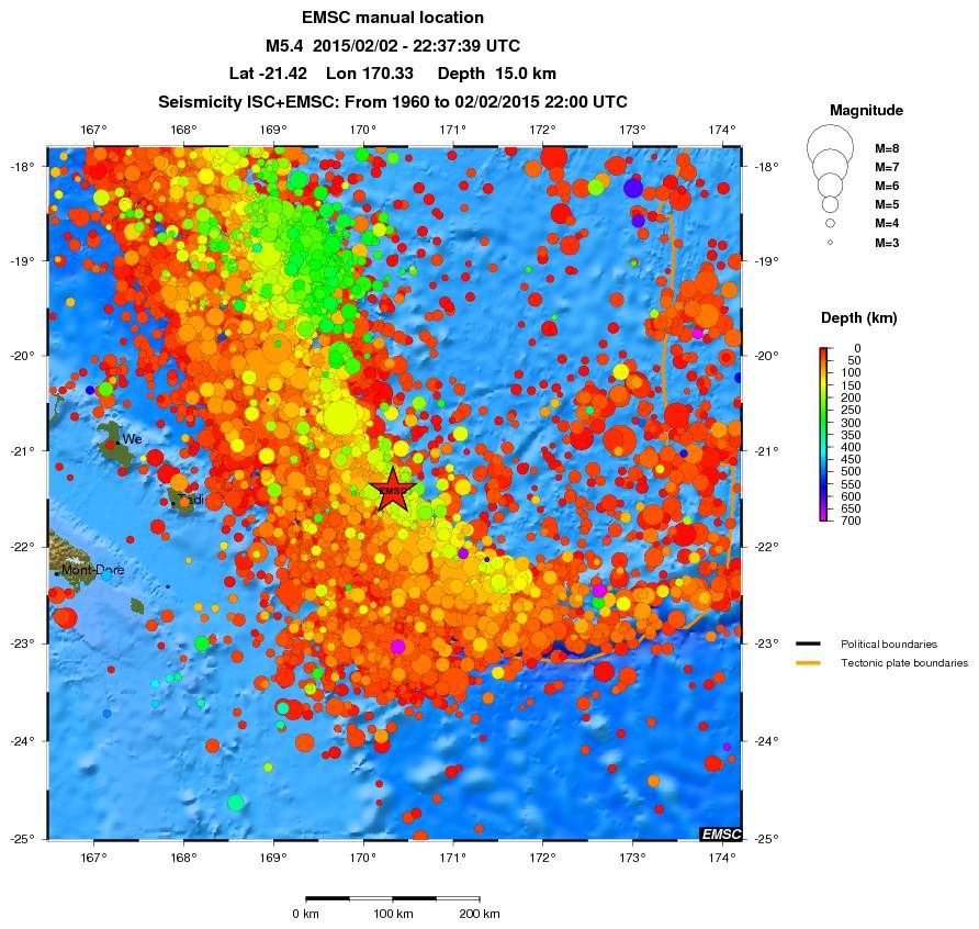 regional depth historical seismicity