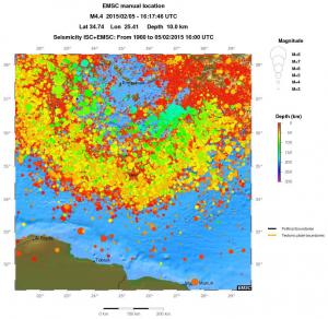 regional depth historical seismicity