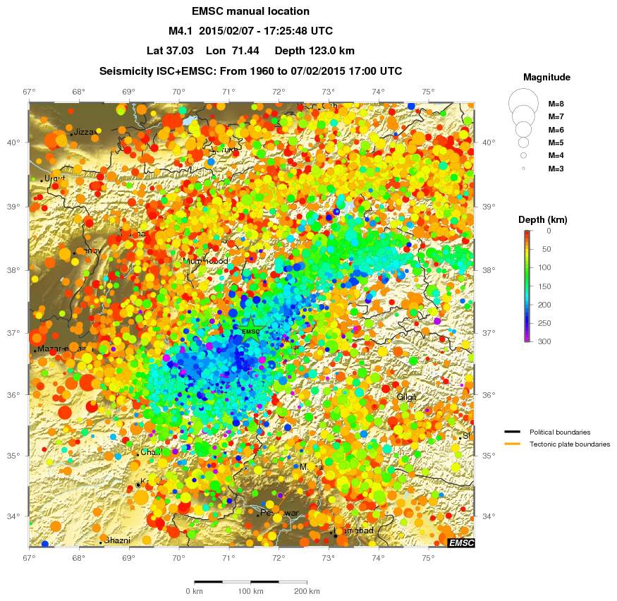 regional depth historical seismicity