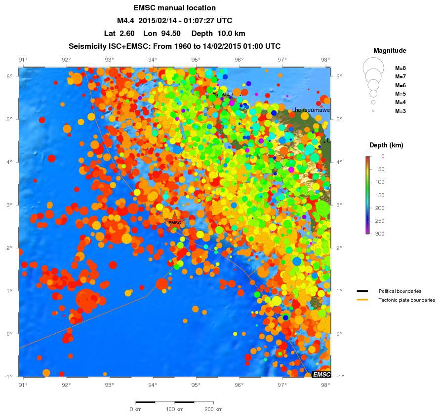 regional depth historical seismicity