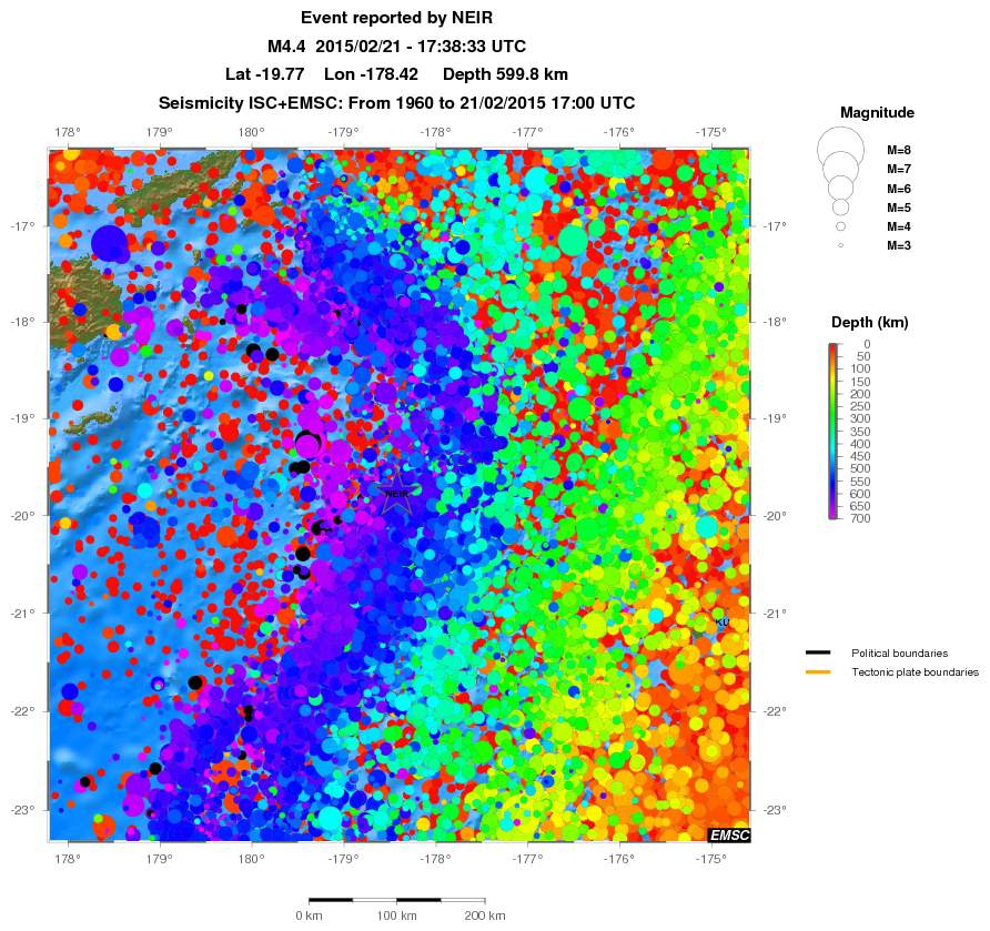 regional depth historical seismicity