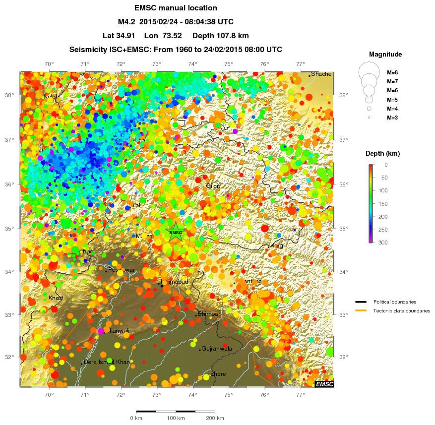 regional depth historical seismicity