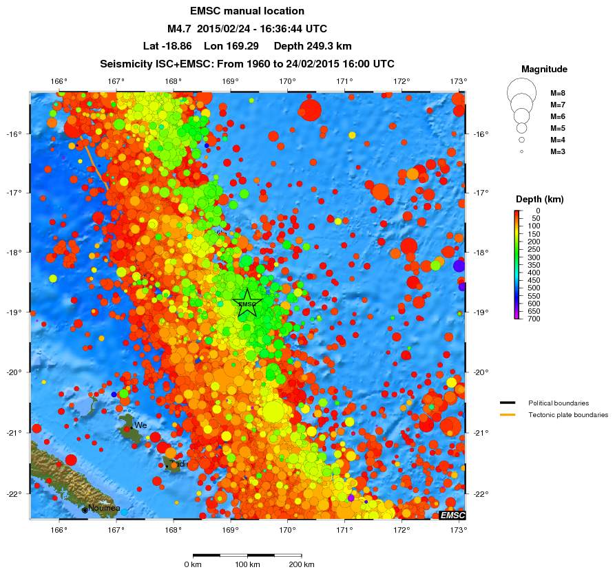 regional depth historical seismicity