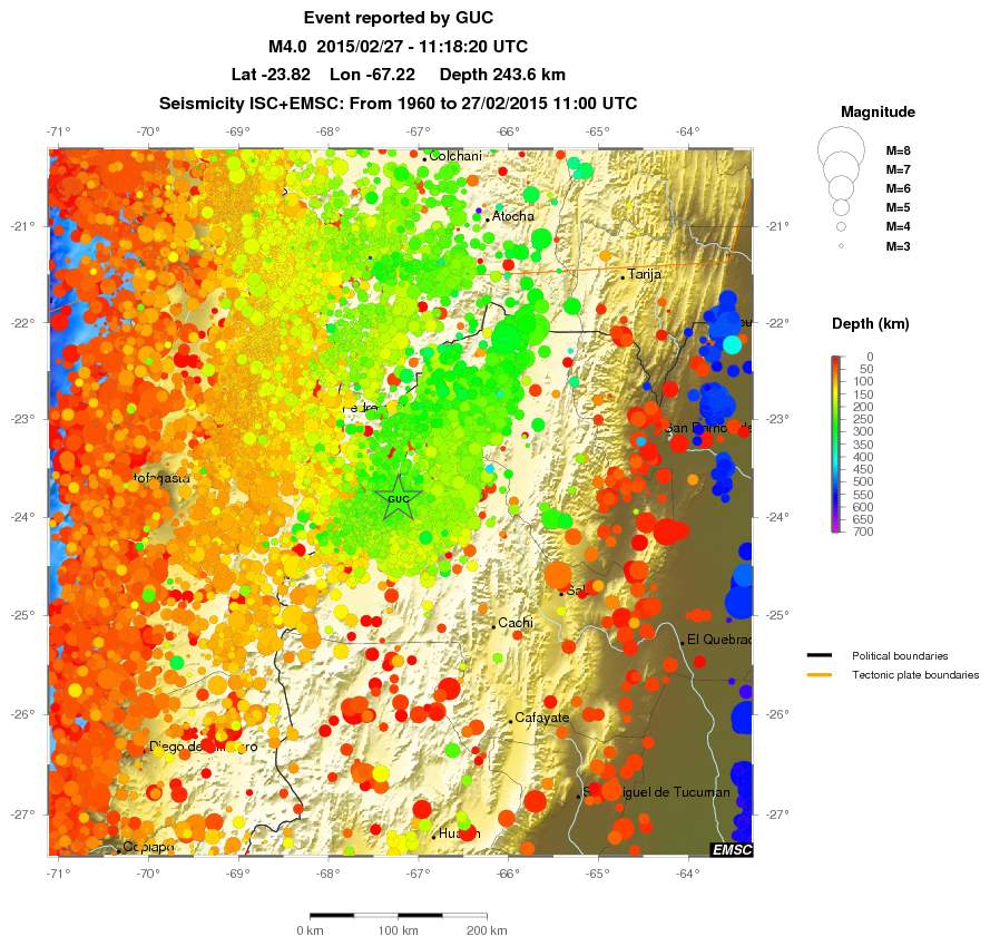 regional depth historical seismicity