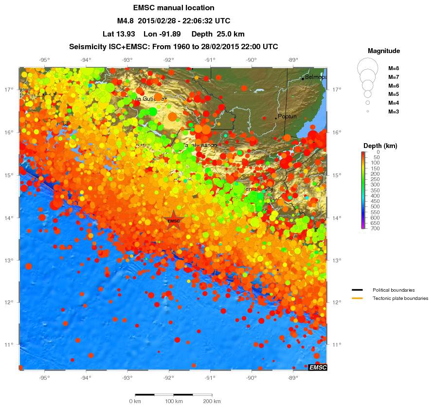 regional depth historical seismicity