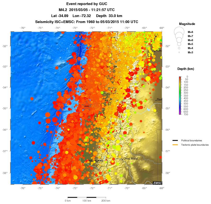 regional depth historical seismicity