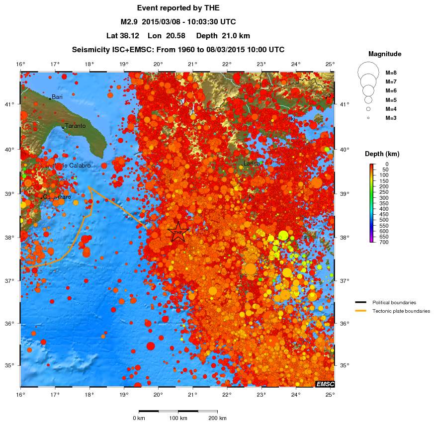 regional depth historical seismicity