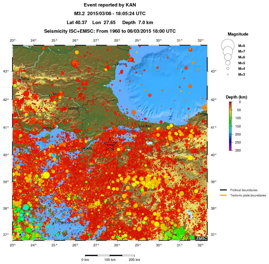 regional depth historical seismicity