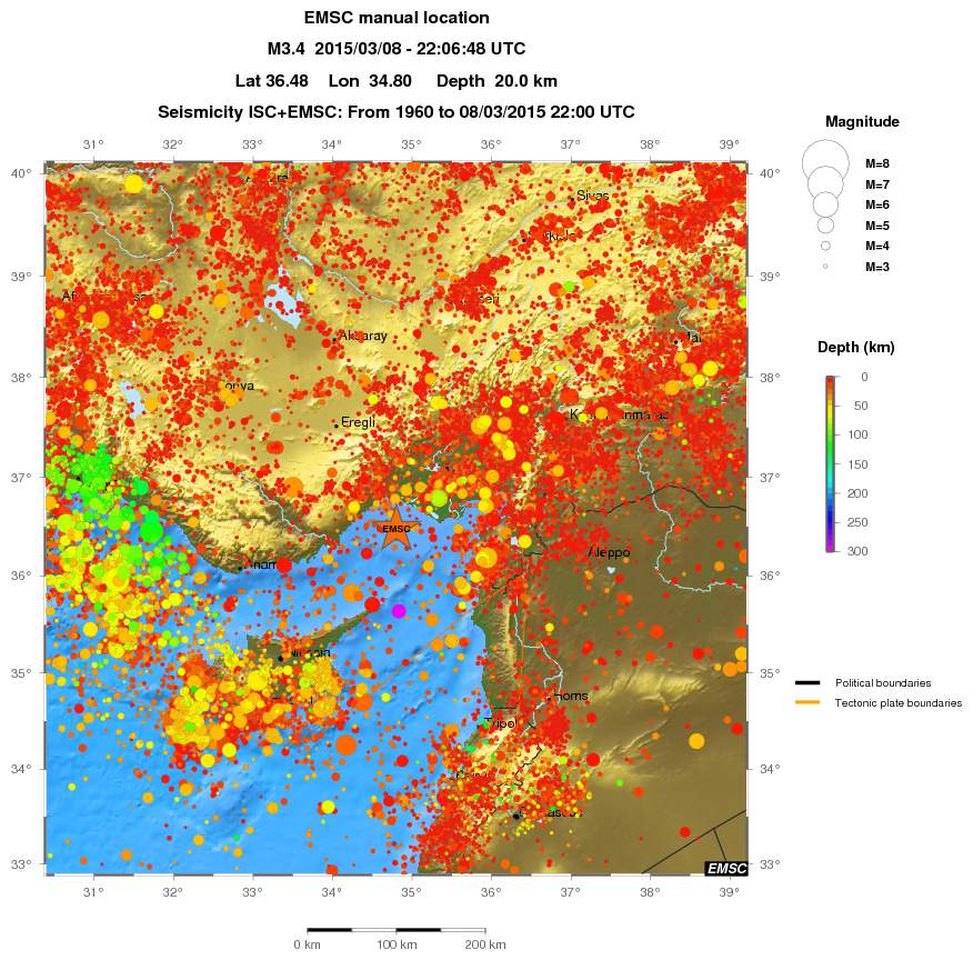 regional depth historical seismicity
