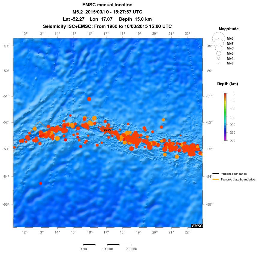regional depth historical seismicity