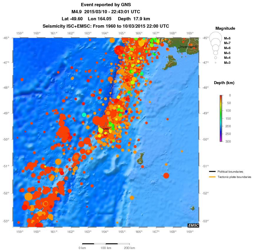 regional depth historical seismicity