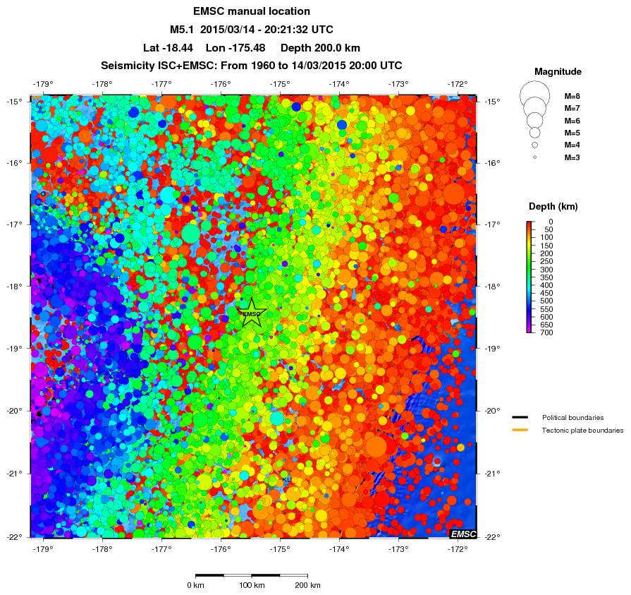 regional depth historical seismicity