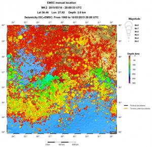 regional depth historical seismicity