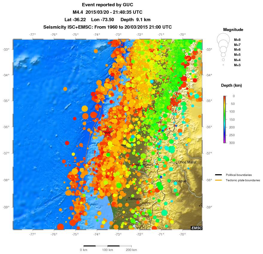 regional depth historical seismicity
