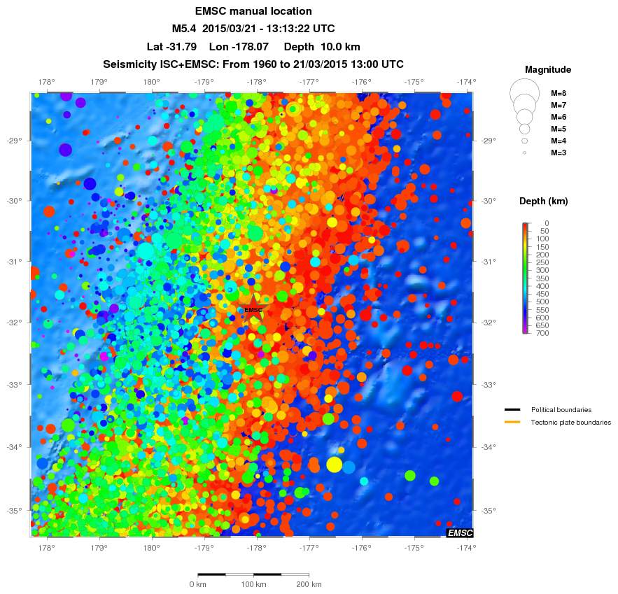 regional depth historical seismicity