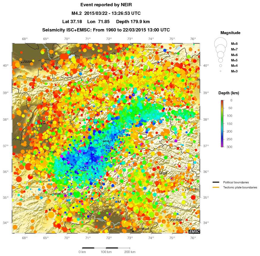 regional depth historical seismicity