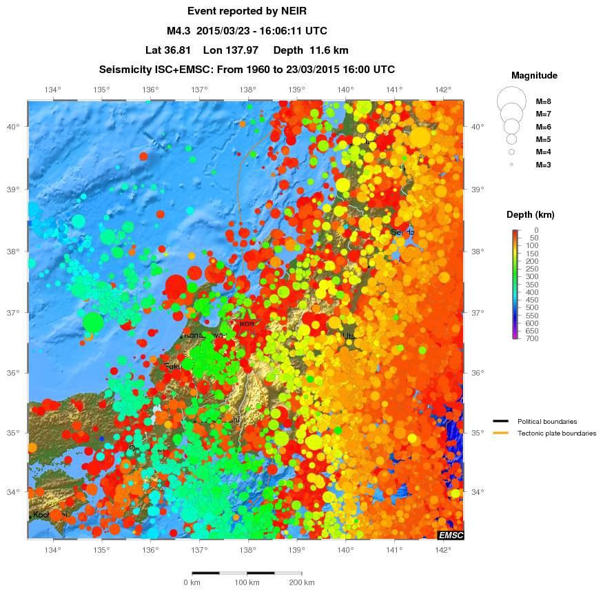 regional depth historical seismicity