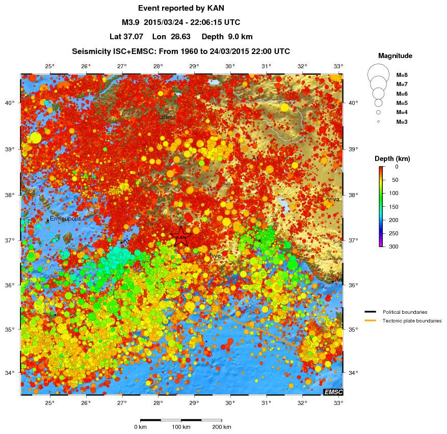 regional depth historical seismicity