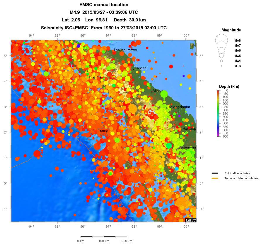 regional depth historical seismicity