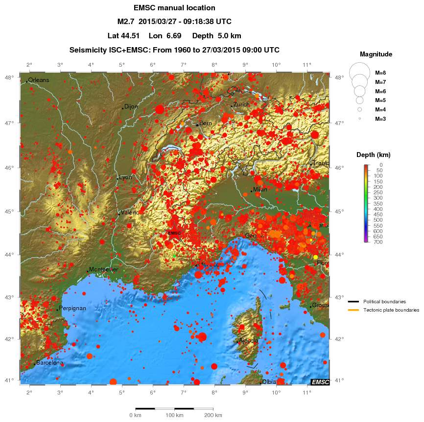 regional depth historical seismicity