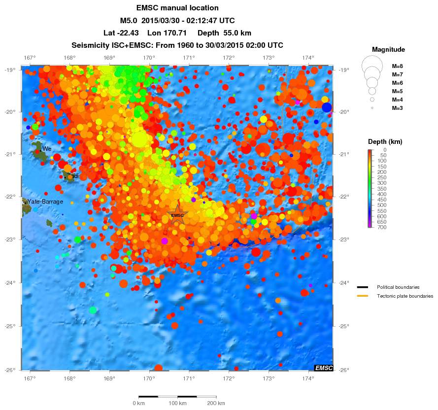 regional depth historical seismicity