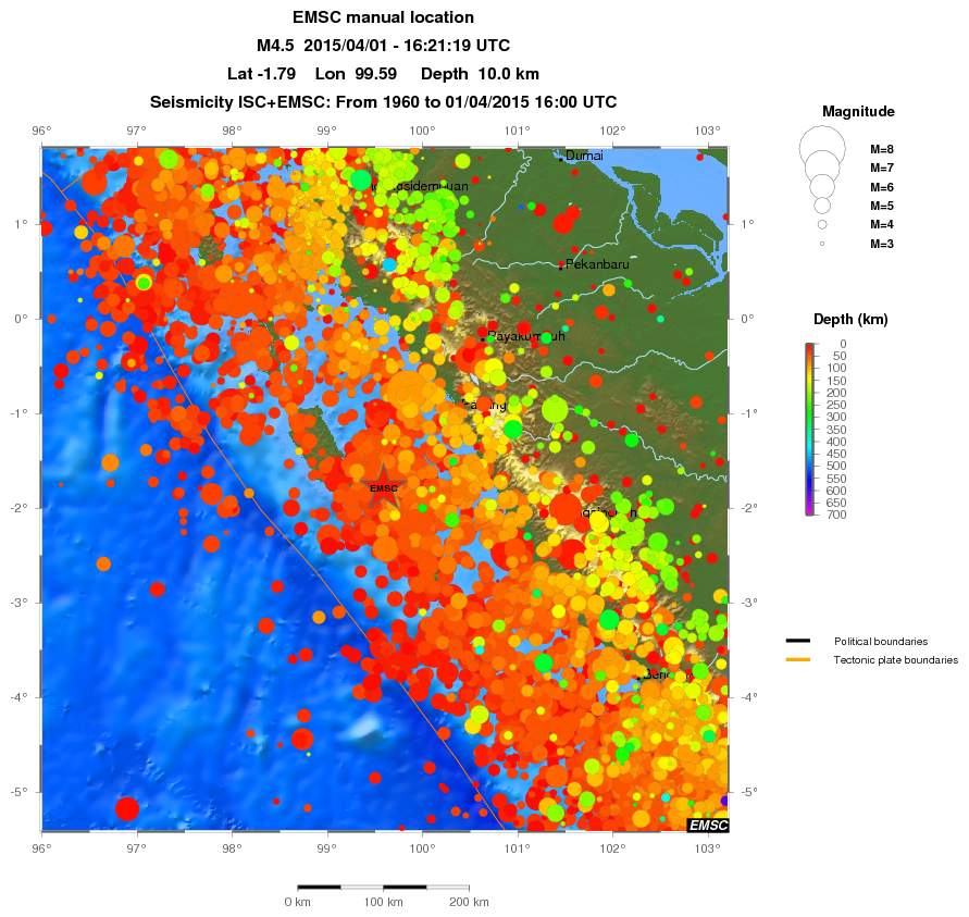 regional depth historical seismicity