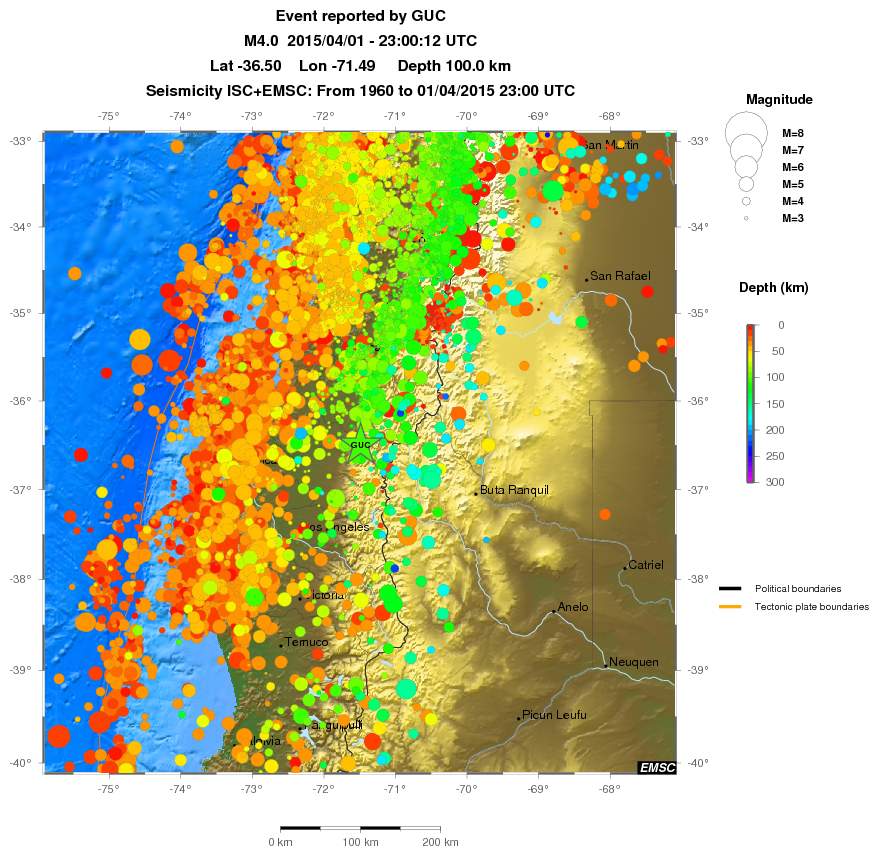 regional depth historical seismicity