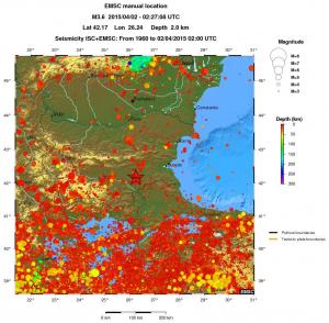 regional depth historical seismicity