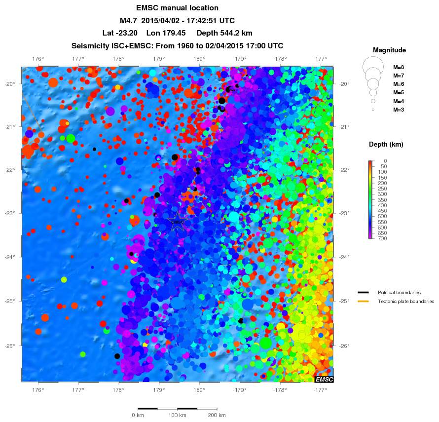 regional depth historical seismicity