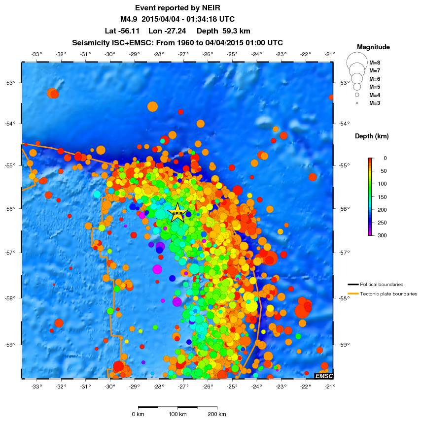 regional depth historical seismicity