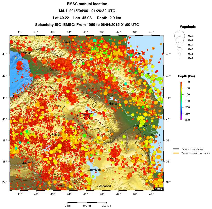 regional depth historical seismicity