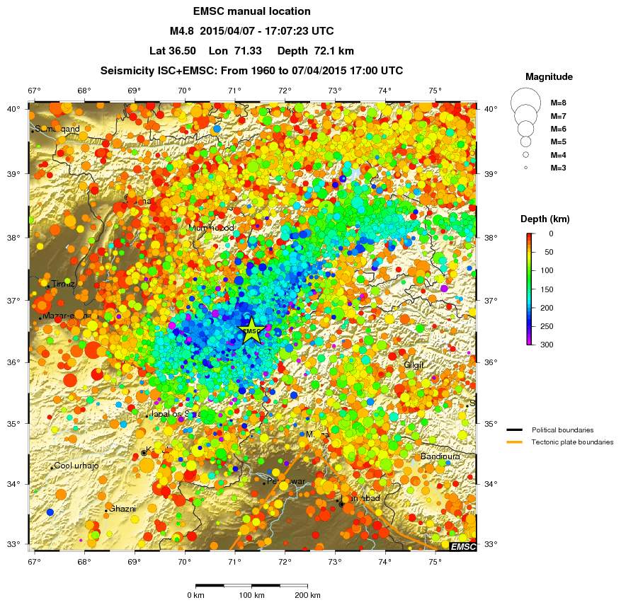 regional depth historical seismicity