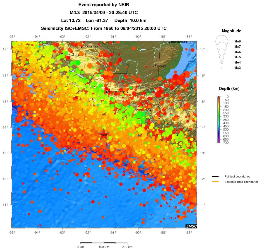 regional depth historical seismicity