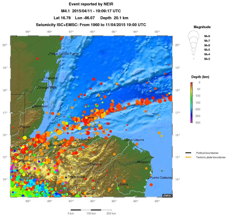 regional depth historical seismicity