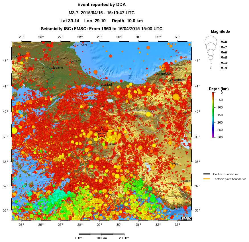 regional depth historical seismicity