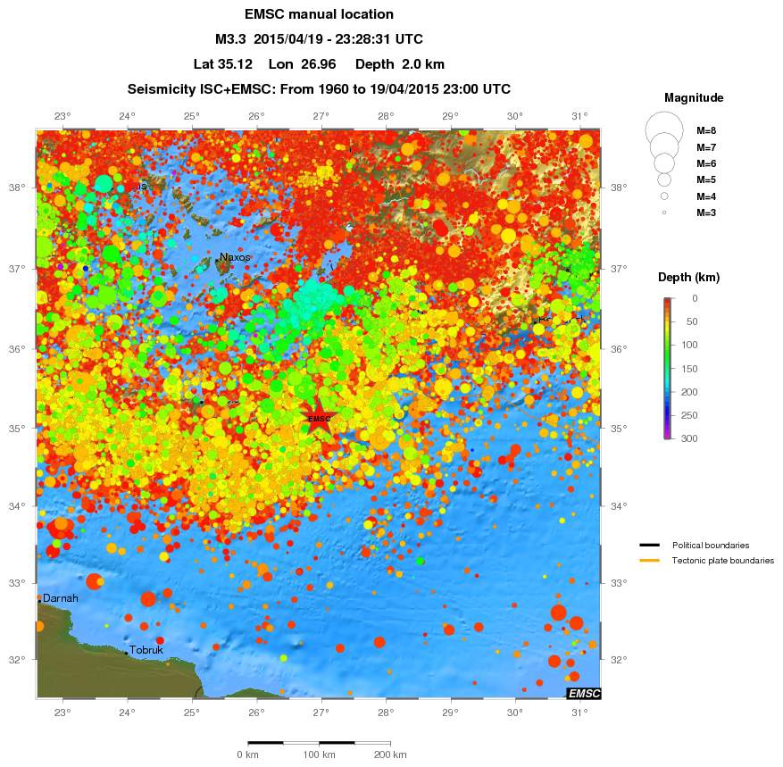 regional depth historical seismicity