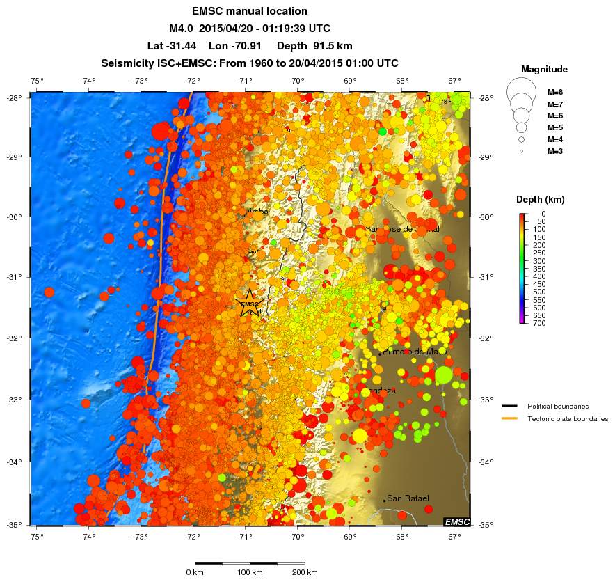 regional depth historical seismicity