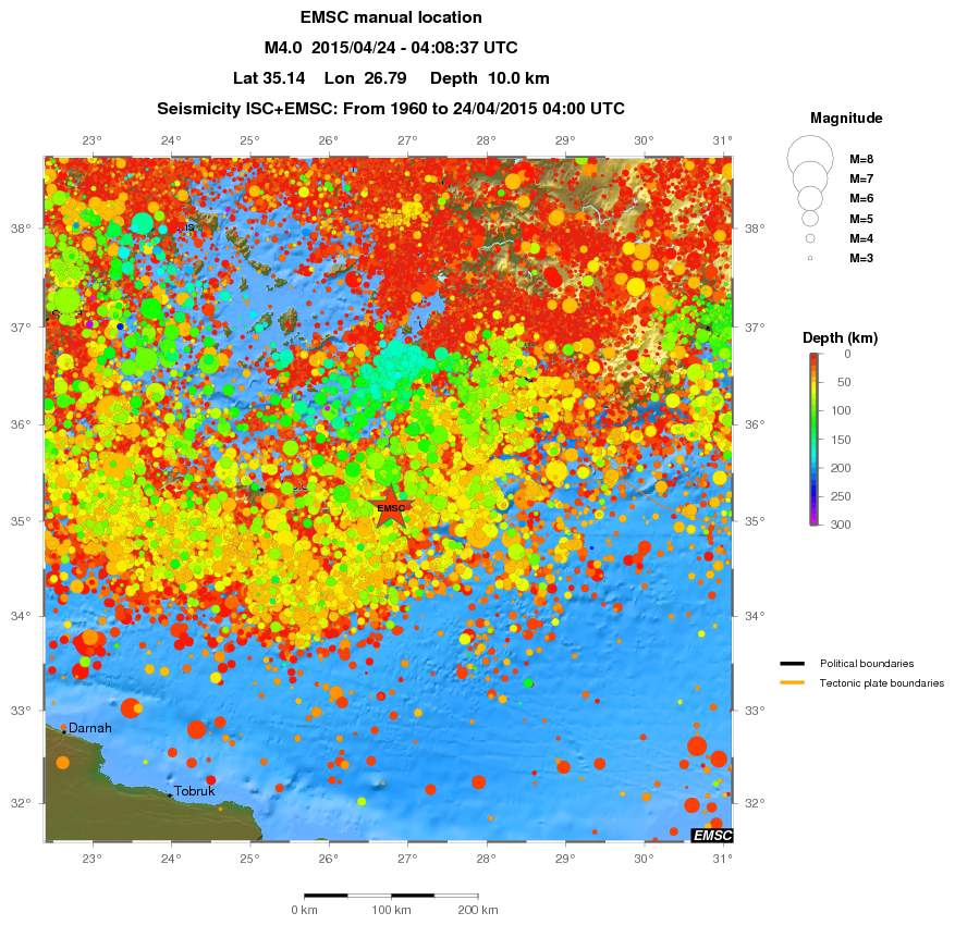 regional depth historical seismicity