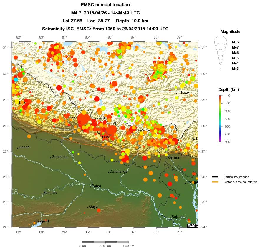 regional depth historical seismicity